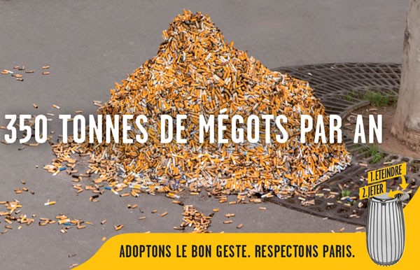 Affiche parisienne de lutte contre les mégots