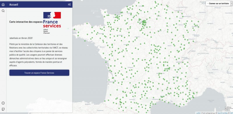 Carte interactive des Maisons France Service