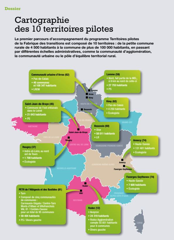 Cartographie des 10 territoires pilotes